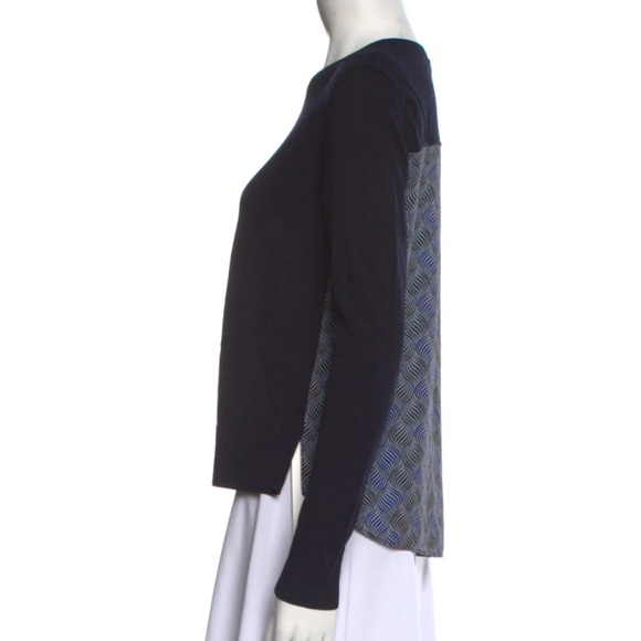 AKRIS Punto Crew Neck Mixed Media Long Sleeve Sweater Top, size 12 - Picture 4 of 13